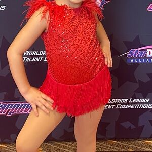Sparkling Red Kids Dance Costume